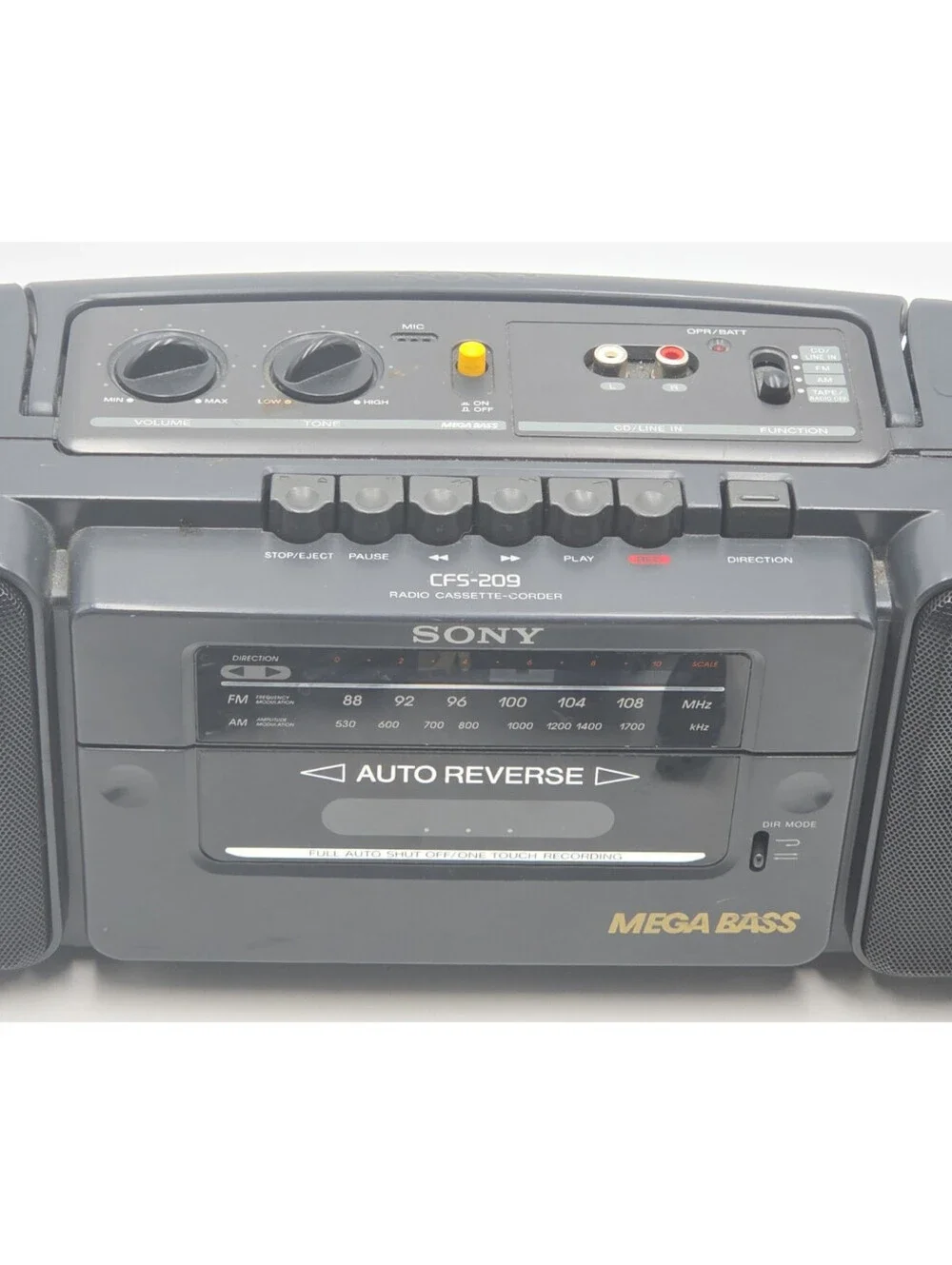 Vintage Sony CFS-209 AM/FM Stereo Cassette Boombox Auto Reverse Mega Bass Tested